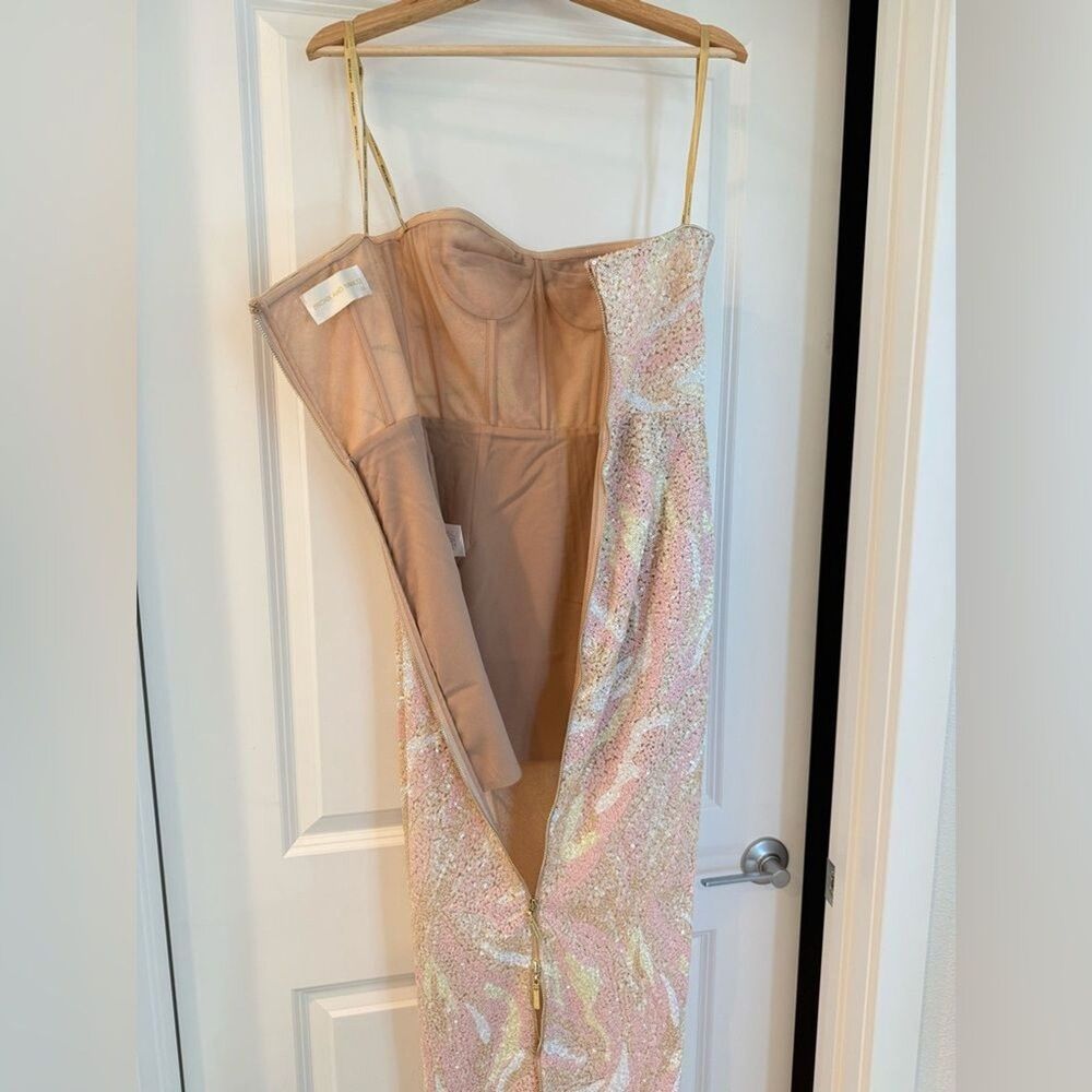 New Bronx and Banco Dahlia Strapless Maxi Dress in Blush Multi Pink - Picture 12 of 15